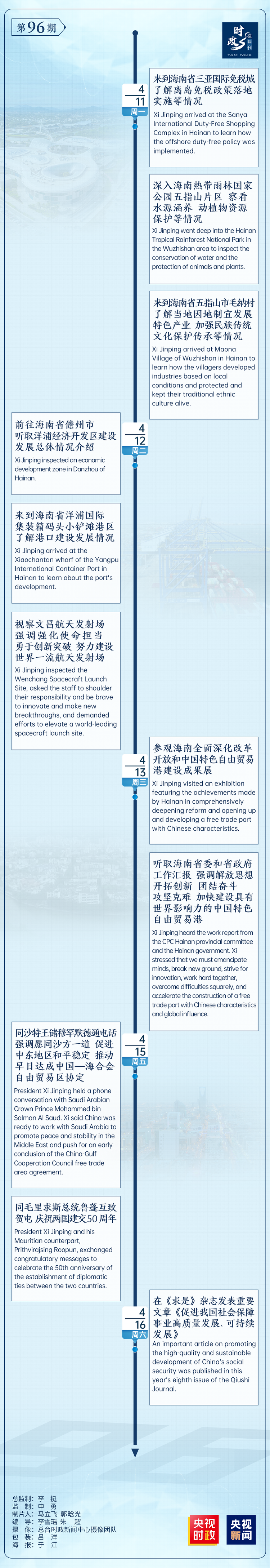 时政微周刊丨总书记的一周（4月11日—4月17日）