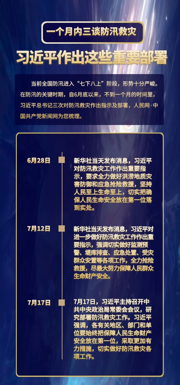 一个月内三谈防汛救灾 习近平总书记作出周密部署