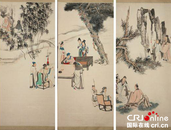 图片默认标题_fororder_张大千西园雅集图屏