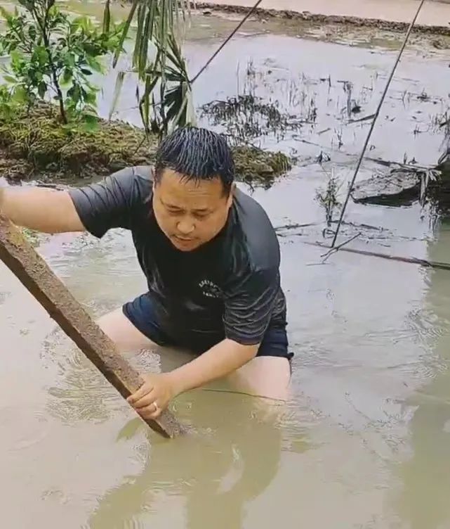 暴雨后排水渠堵塞,他一头扎了进去……