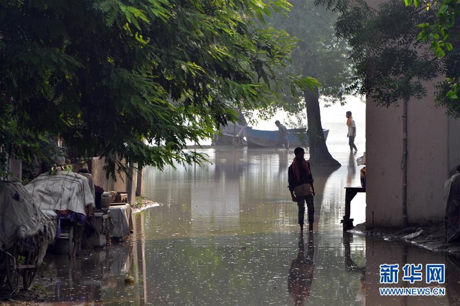 暴雨导致印度亚穆纳河水位上涨(组图)
