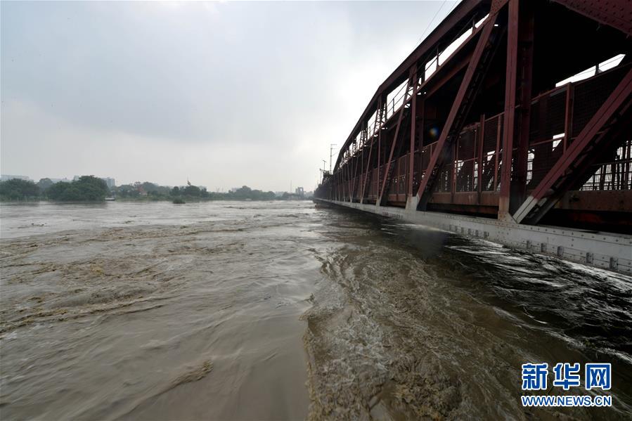 暴雨导致印度亚穆纳河水位上涨(组图)