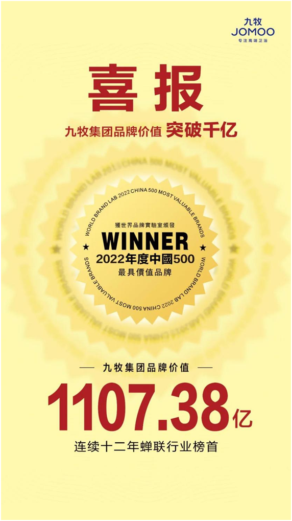 世界品牌大会九牧上榜 卫浴行业诞生首个千亿品牌
