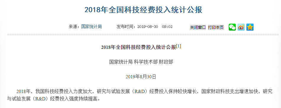 增速高于美日德！2018年我国研发经费逼近2万亿