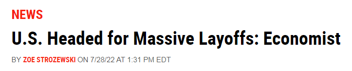 【世界说】GDP连续两季度负增长 美经济学家预测美国或出现大规模裁员