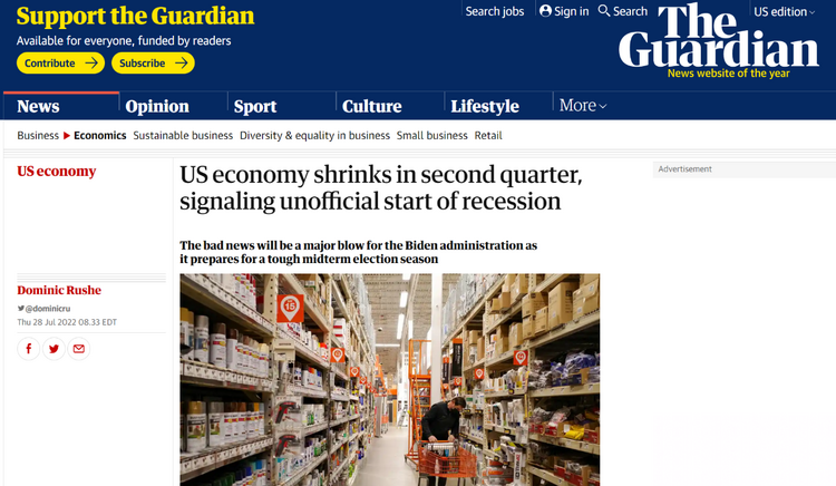 The U.S. GDP continued to shrink in the second quarter, and foreign media generally looked down on the U.S. economy_fororder_picture 2