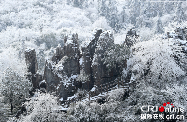图片默认标题_fororder_华蓥山上高高凸起的石柱与雾凇、冰凌、冰挂等交相辉映，晶莹剔透，宛若一幅幅迷人的水墨画