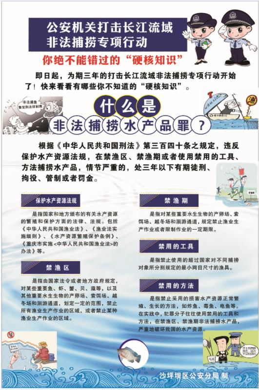【B】沙区警方开通打击长江流域非法捕捞举报通道