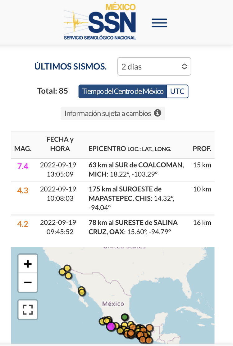 墨西哥国家地震监测中心调整地震震级为7.4级 已造成1人死亡