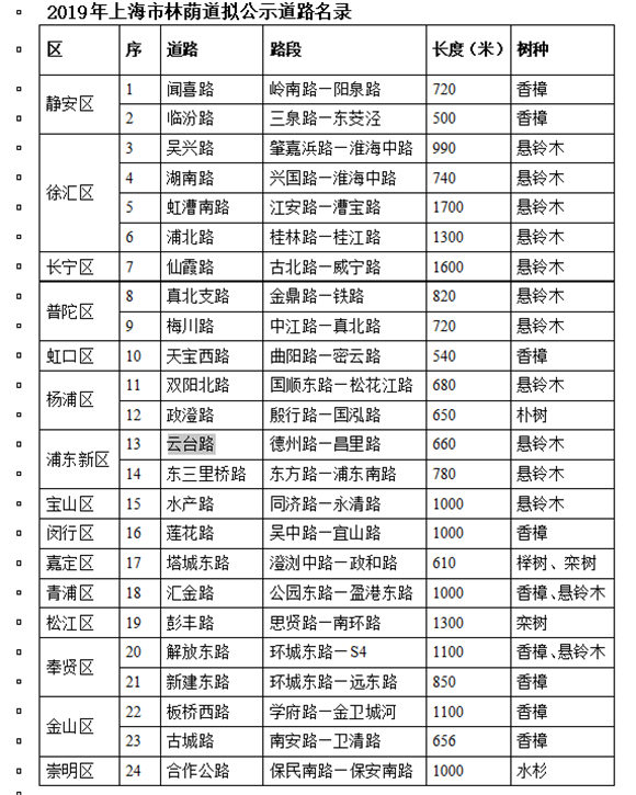 湖南路、仙霞路、云台路……上海将再创建24条林荫道