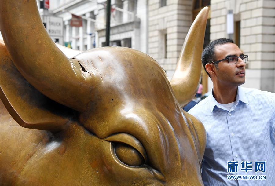 新华网@纽约华尔街铜牛遭人为损坏(组图)