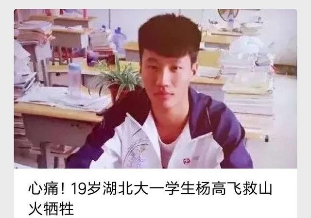 大学生在家乡救火牺牲 正申报“见义勇为”称号