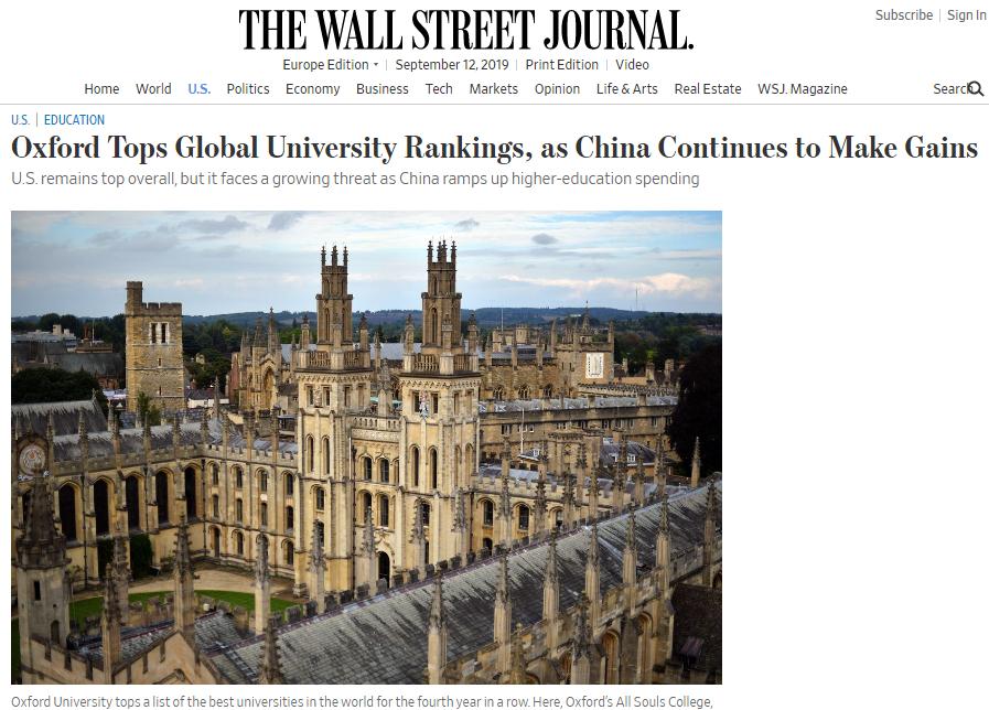 [中国日报网]【中国那些事儿】世界大学最新排名清华北大领跑亚洲