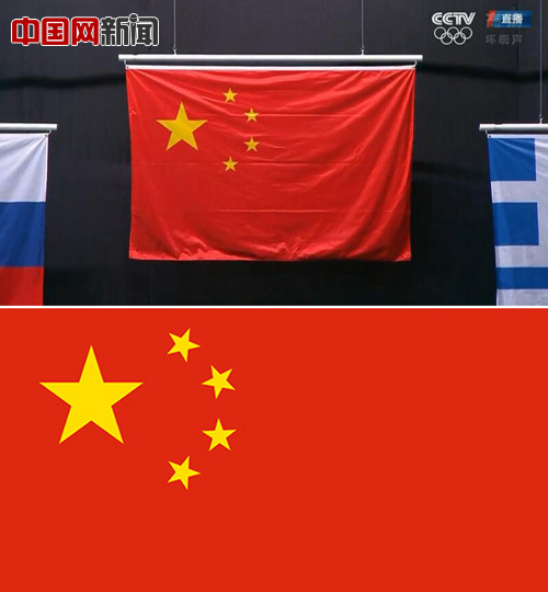 颁奖仪式上,错误的中国国旗仍在被使用.图片来源:东方ic