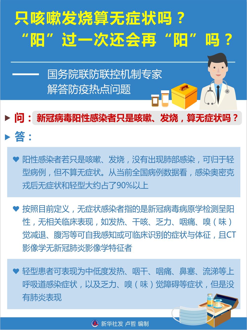 只咳嗽发烧算无症状吗?“阳”过一次还会再“阳”吗?——国务院联防联控机制专家解答防疫热点问题