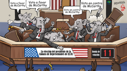 【Caricatura editorial】El "drama" del Partido Republicano en la elección del presidente de la Cámara de Representantes