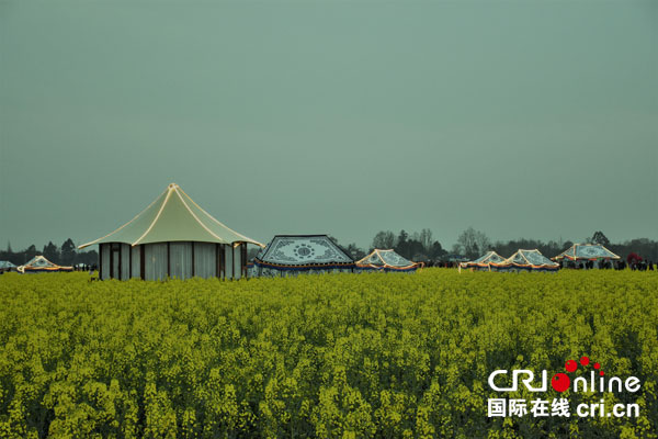 位于崇州燎原乡的马尔康风情营地被金黄油菜花簇拥着,令人神往.