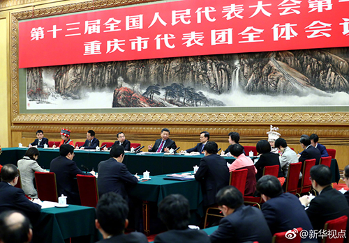 习近平参加重庆代表团审议(视频)