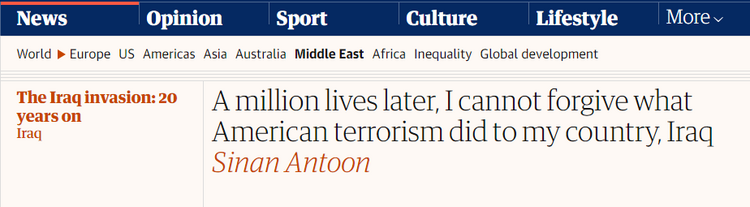 【世界说】伊拉克作家刊文痛斥美国:100万人丧生,就是美国恐怖主义在伊拉克造成的后果 无法原谅!