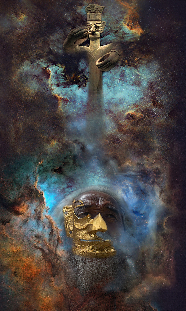 展古蜀文明恢宏神秘特质 游晓林油画集《古蜀华章——画述三星堆与金沙》惊艳首发_fororder_三星堆魂—大祭司的祈祷(160X100)