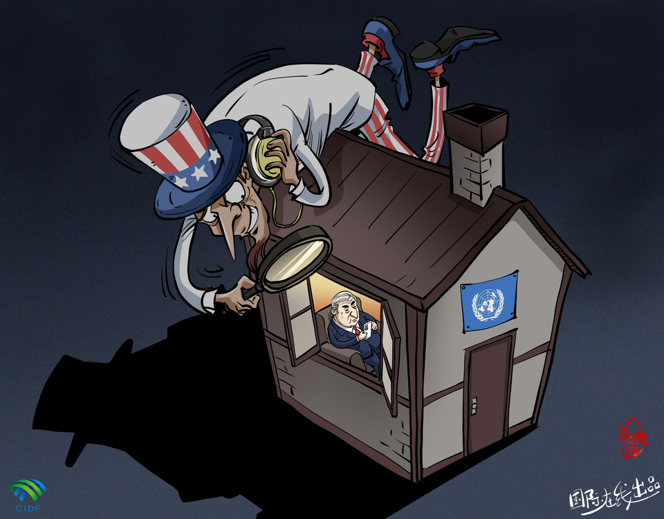 【Editorial Cartoon】The U.S. is spying on you_fororder_中文版