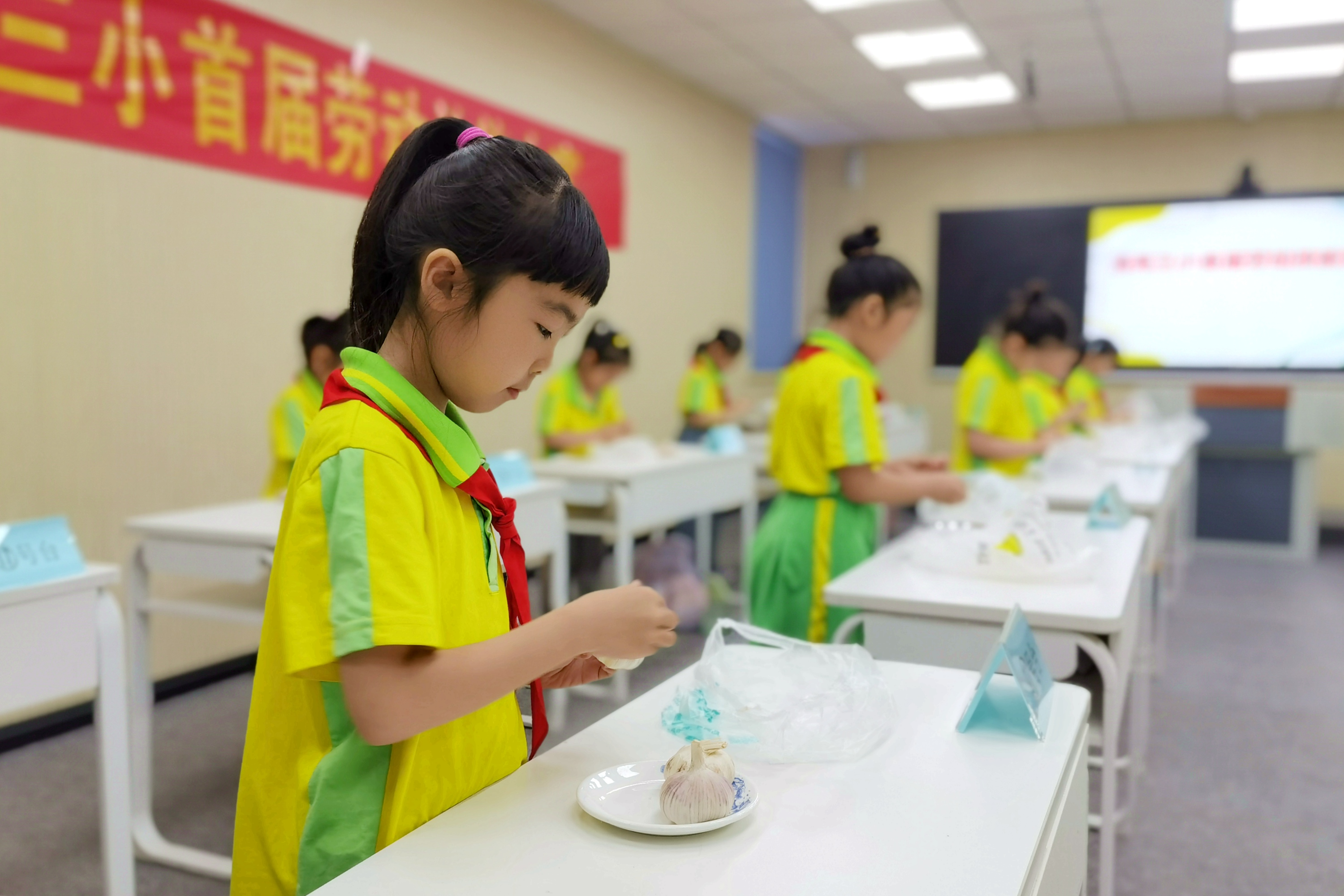 第十一届京津冀招才引智大会举办_fororder_清苑区第三小学的同学们进行劳动技能比拼。 赵琪摄