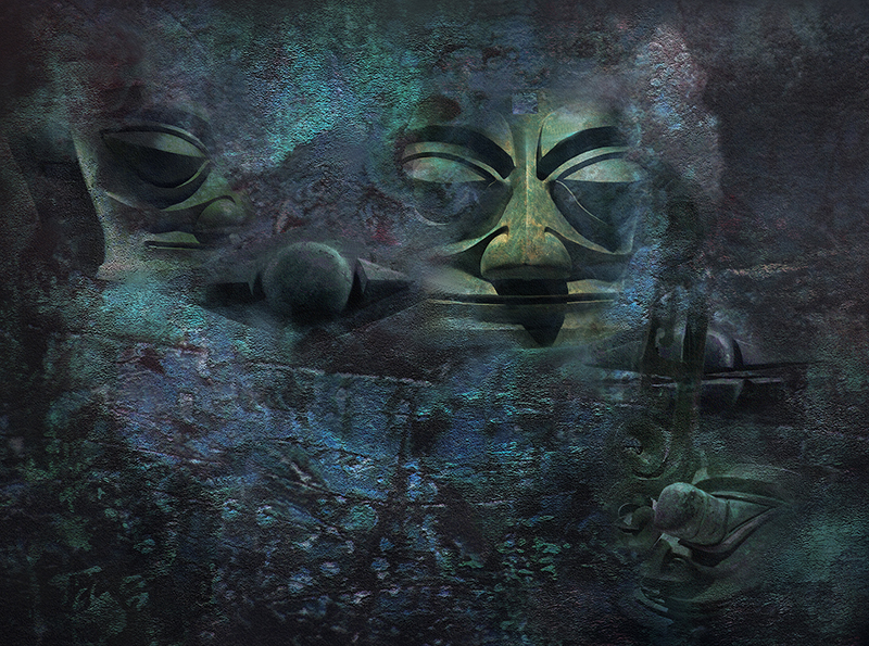 展古蜀文明恢宏神秘特质 游晓林油画集《古蜀华章——画述三星堆与金沙》惊艳首发_fororder_三星堆魂-冥想NO2(120X160)