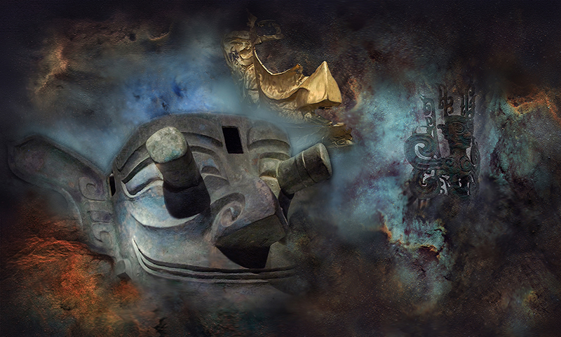 展古蜀文明恢宏神秘特质 游晓林油画集《古蜀华章——画述三星堆与金沙》惊艳首发_fororder_三星堆魂—宇宙苍生(100X150)