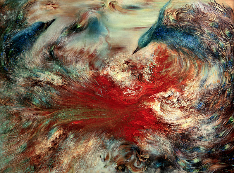 展古蜀文明恢宏神秘特质 游晓林油画集《古蜀华章——画述三星堆与金沙》惊艳首发_fororder_神鸟涅槃系列NO3(100X130)