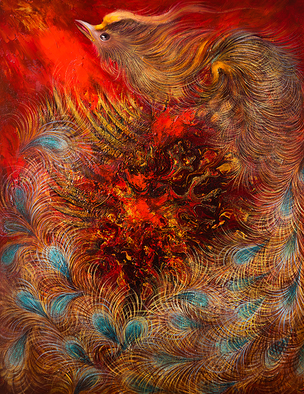 展古蜀文明恢宏神秘特质 游晓林油画集《古蜀华章——画述三星堆与金沙》惊艳首发_fororder_漆韵华章系列NO12(90X70)