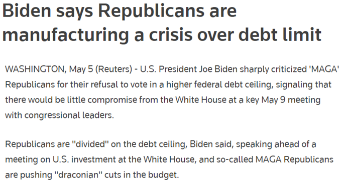 债务违约风险加大 美国两党不忘“做足戏份”