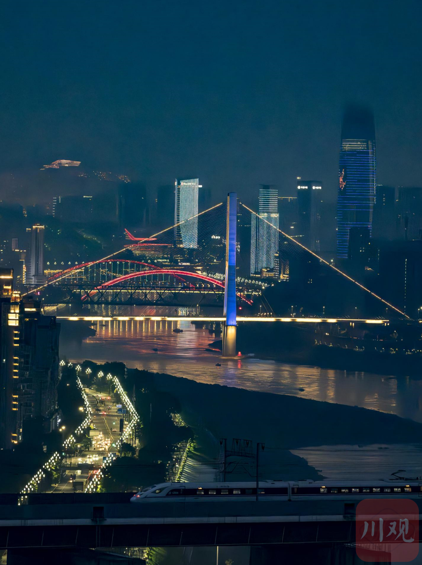 （转载）宜宾：金沙江上五桥同框 “立体”夜景更迷人