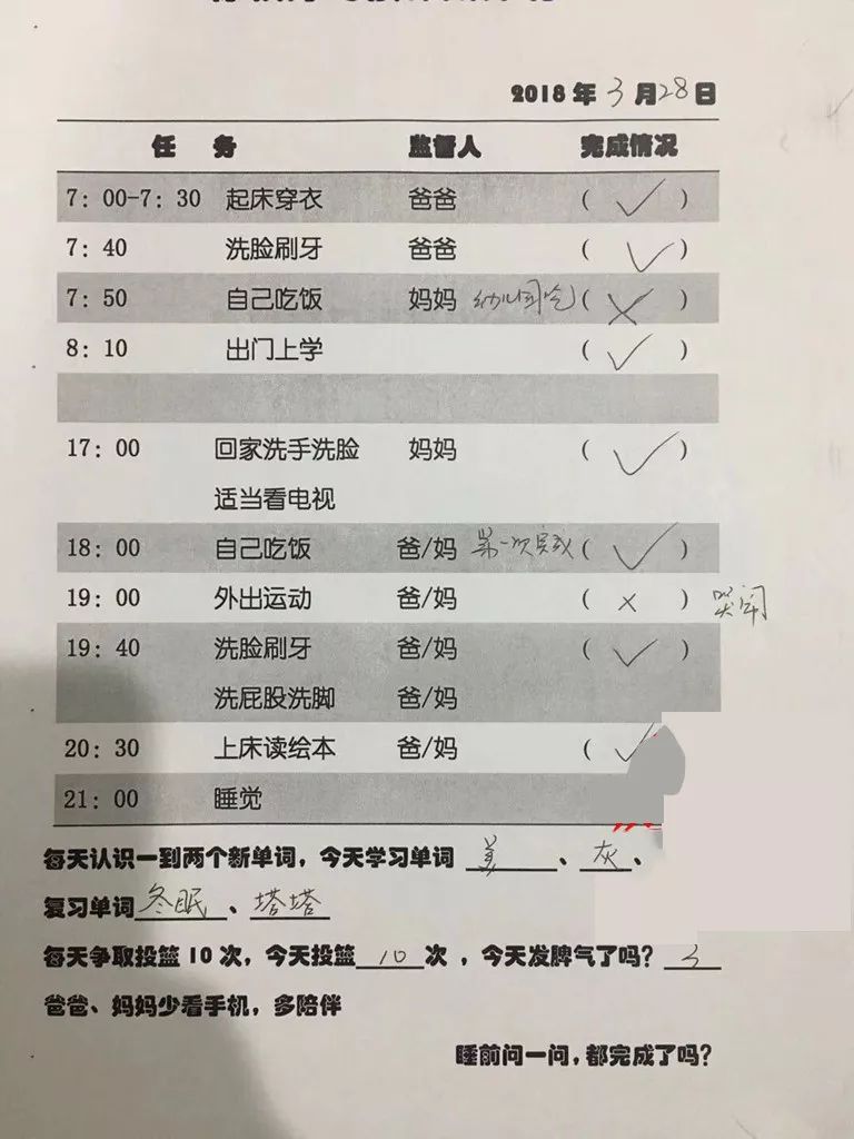 二胎夫妻晒出“分工表”朋友圈炸锅：太拼了