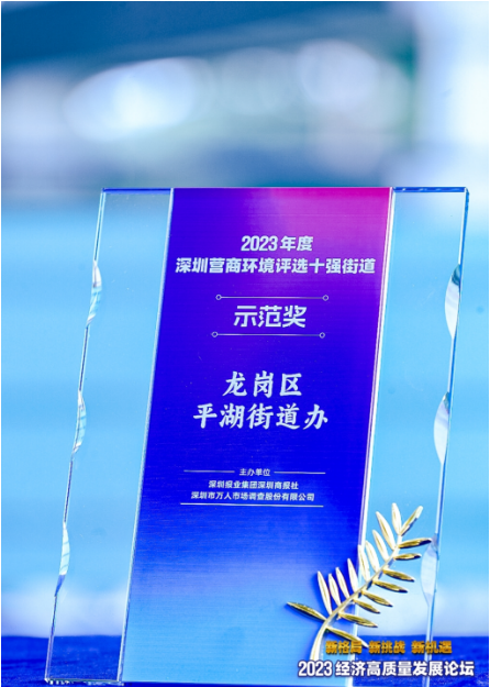 深圳十强街道示范奖 平湖街道营商环境喜获殊荣_fororder_平湖