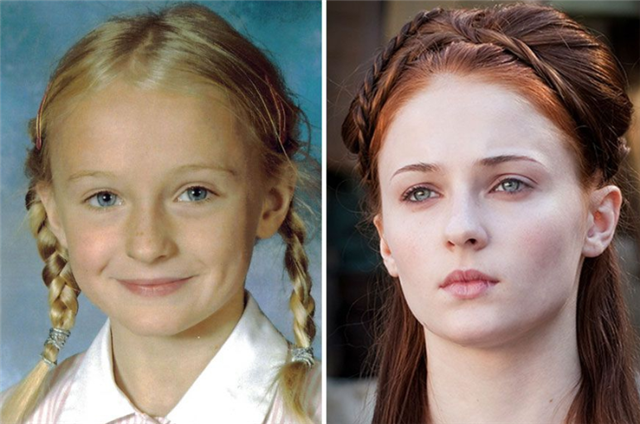 索菲特纳(sophie turner)童年照 vs got珊莎剧照