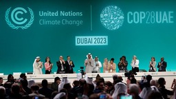 【国际锐评】这份气候变化的“历史性协议”将如何改变世界？_fororder_12月13日，在联合国气候变化迪拜大会闭幕全体会议上，COP28主席苏尔坦·贾比尔宣布达成“阿联酋共识”后，参会人员起立鼓掌
