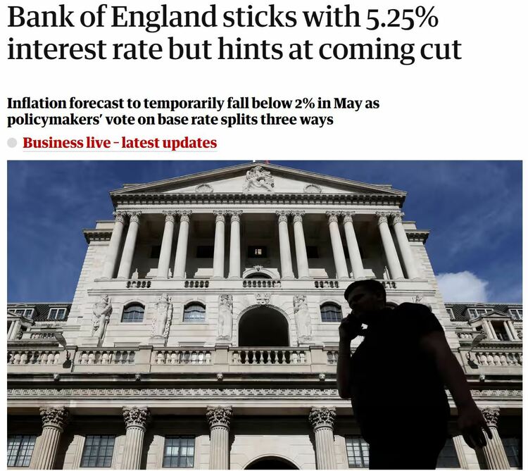 维持5.25%不变 英国(Britain)央行货币国策调控面临挑战