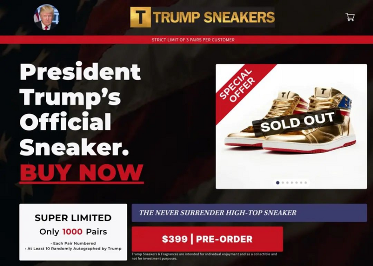 特朗普卖鞋——“宇宙格外”是带货照样选票？