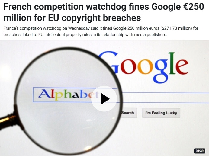 谷歌再吃巨额罚单 法邦指其训练漫谈机械人损害版权