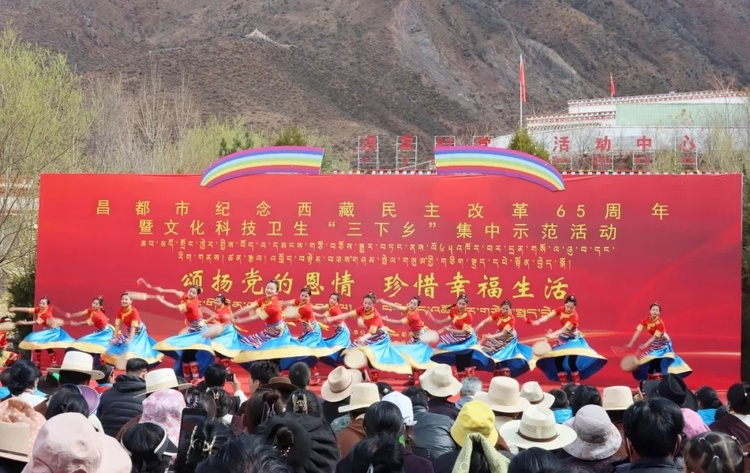 “没有西藏的民主转换，就没有通夏村的这日！”