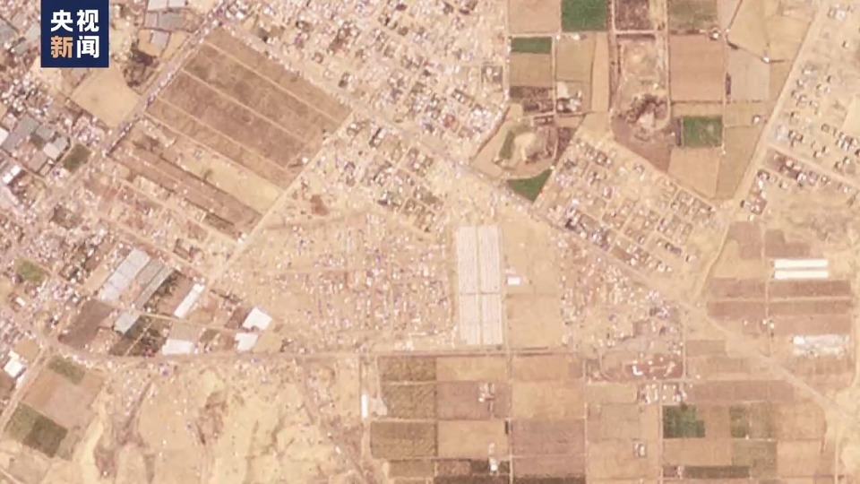 卫星图像显示加沙南部流离失所者营地人数迅速增加