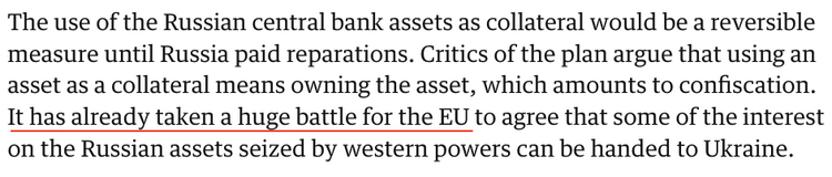 美国欲没收俄资产供给乌克兰 欧盟不敢“越线”太多