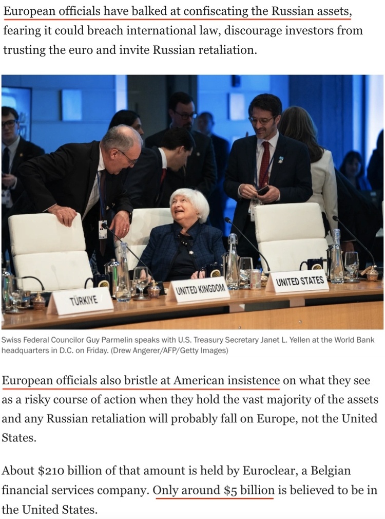 美国欲没收俄资产供给乌克兰 欧盟不敢“越线”太多