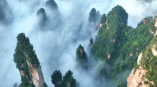 张家界：武陵源黄石寨出现壮美云海景观