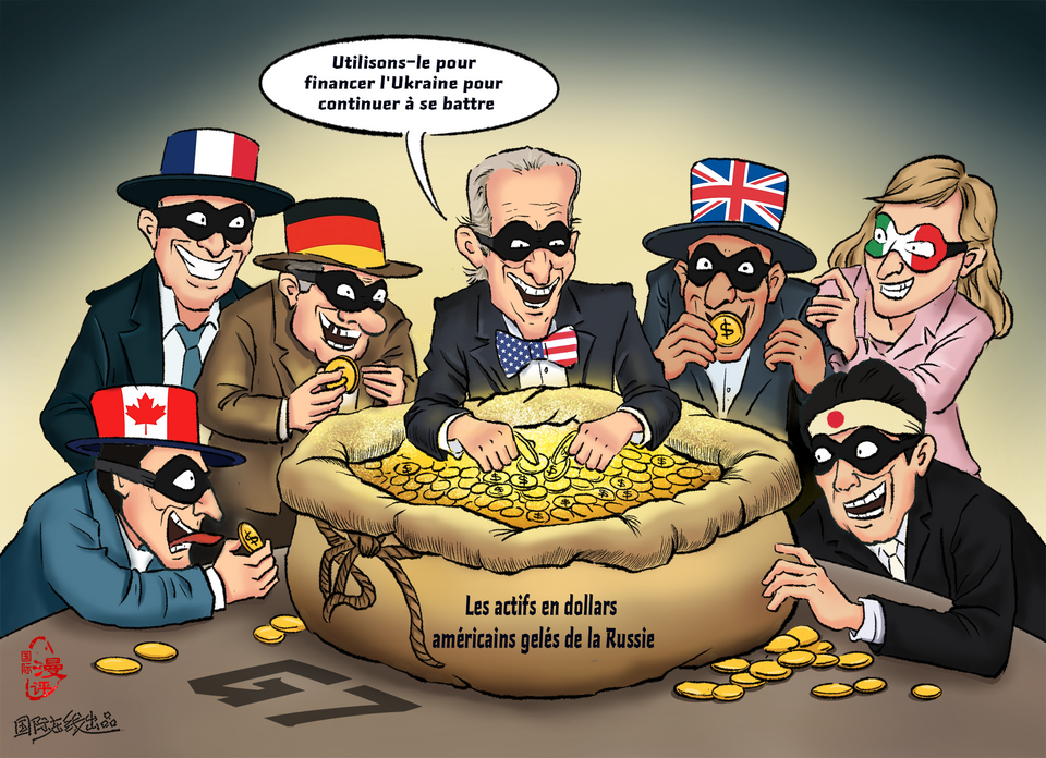 【Actualité en caricatures】 “Gang des sept voleurs”_fororder_G7(法)