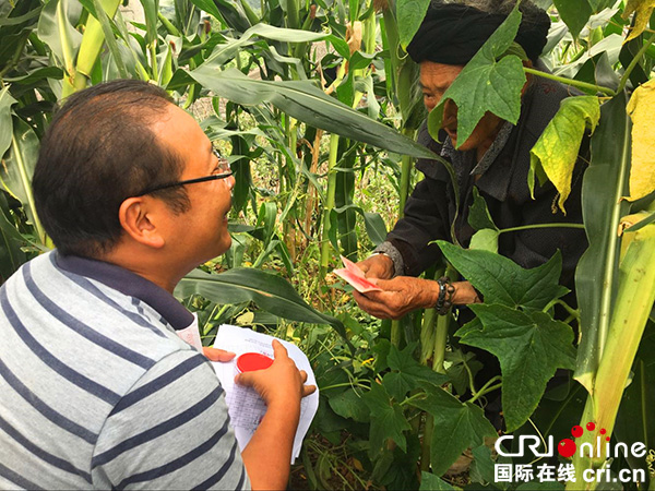 图片默认标题_fororder_谢俊杰（左一）代合作社给农户分红（峨边县委宣传部--供图）