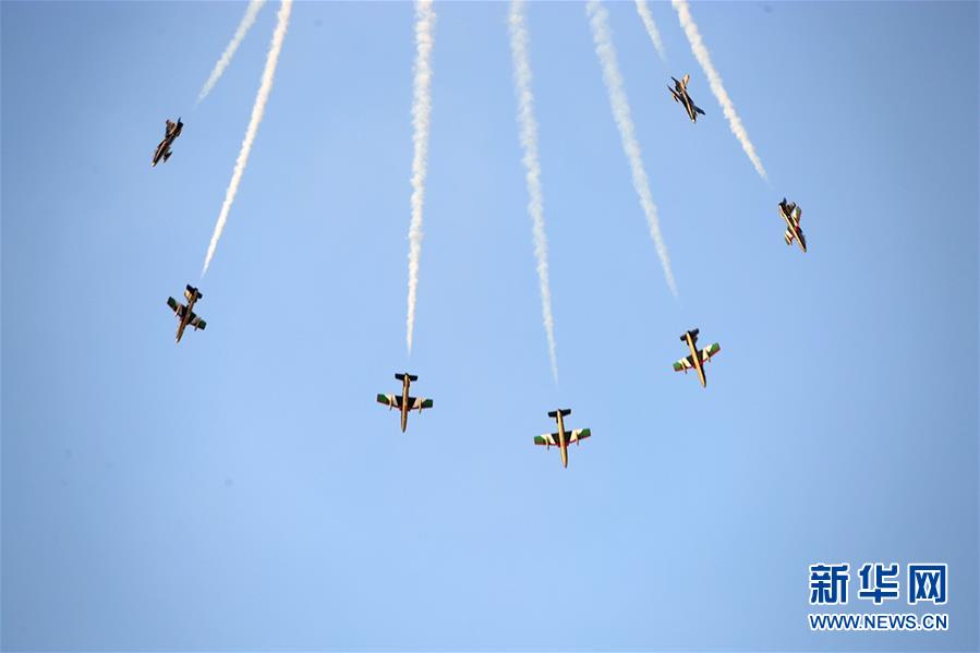 #新华网#阿联酋“骑士”飞行表演队亮相迪拜航展