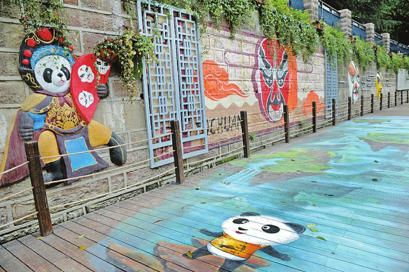 （焦点图，导航成都，移动端轮播图）成都锦江绿道样板段 川剧脸谱浮雕相映成趣