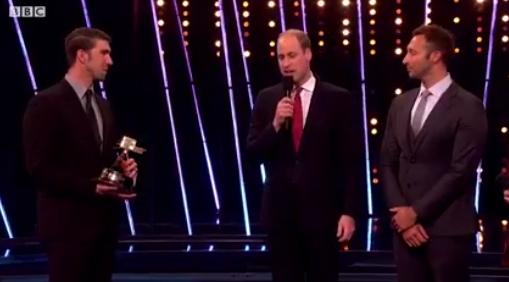 菲尔普斯获BBC终身成就奖 威廉王子为传奇颁奖