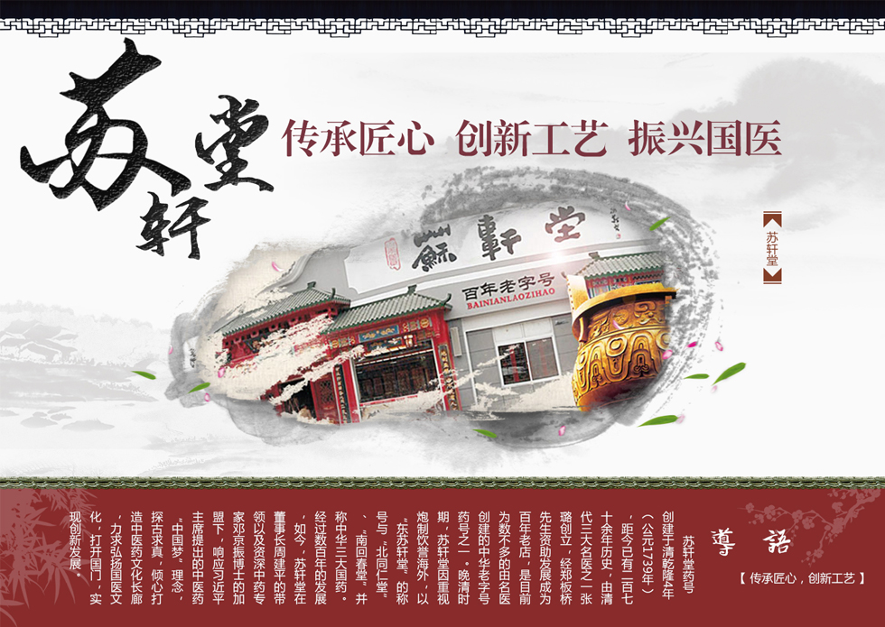 苏轩堂——传承匠心 创新工艺 振兴国医 苏轩堂——传承匠心 创新工艺 振兴国医